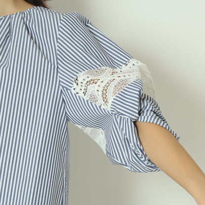 レース切替スキッパーブラウス  611414