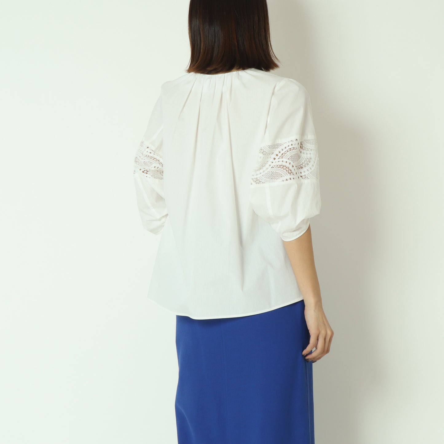 レース切替スキッパーブラウス  611414