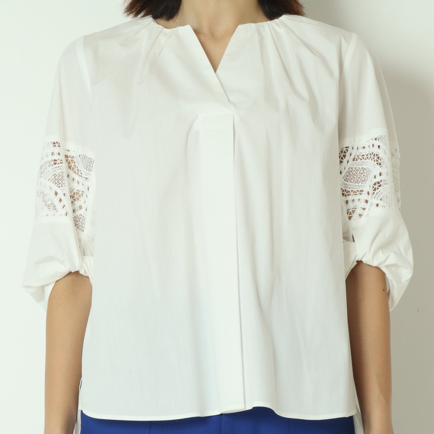 レース切替スキッパーブラウス  611414