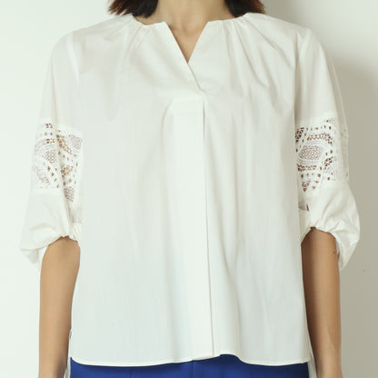 レース切替スキッパーブラウス  611414