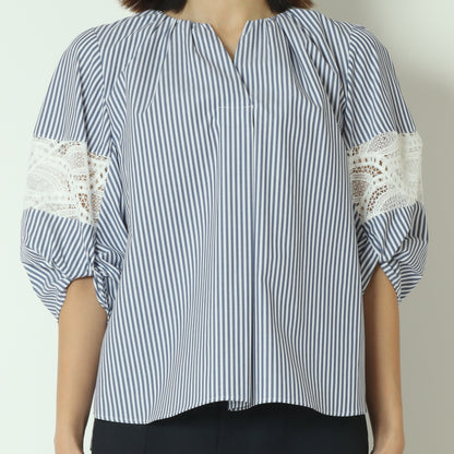 レース切替スキッパーブラウス  611414