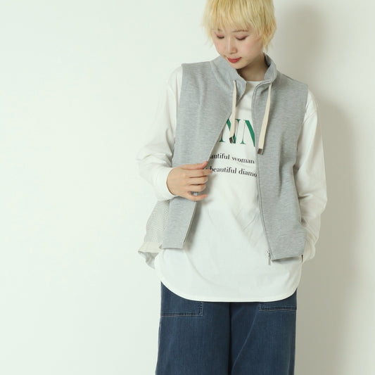 ドロスト付きメッシュ切替ジップベスト  611417