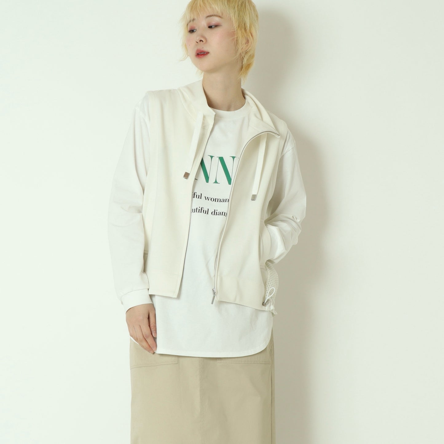 ドロスト付きメッシュ切替ジップベスト  611417