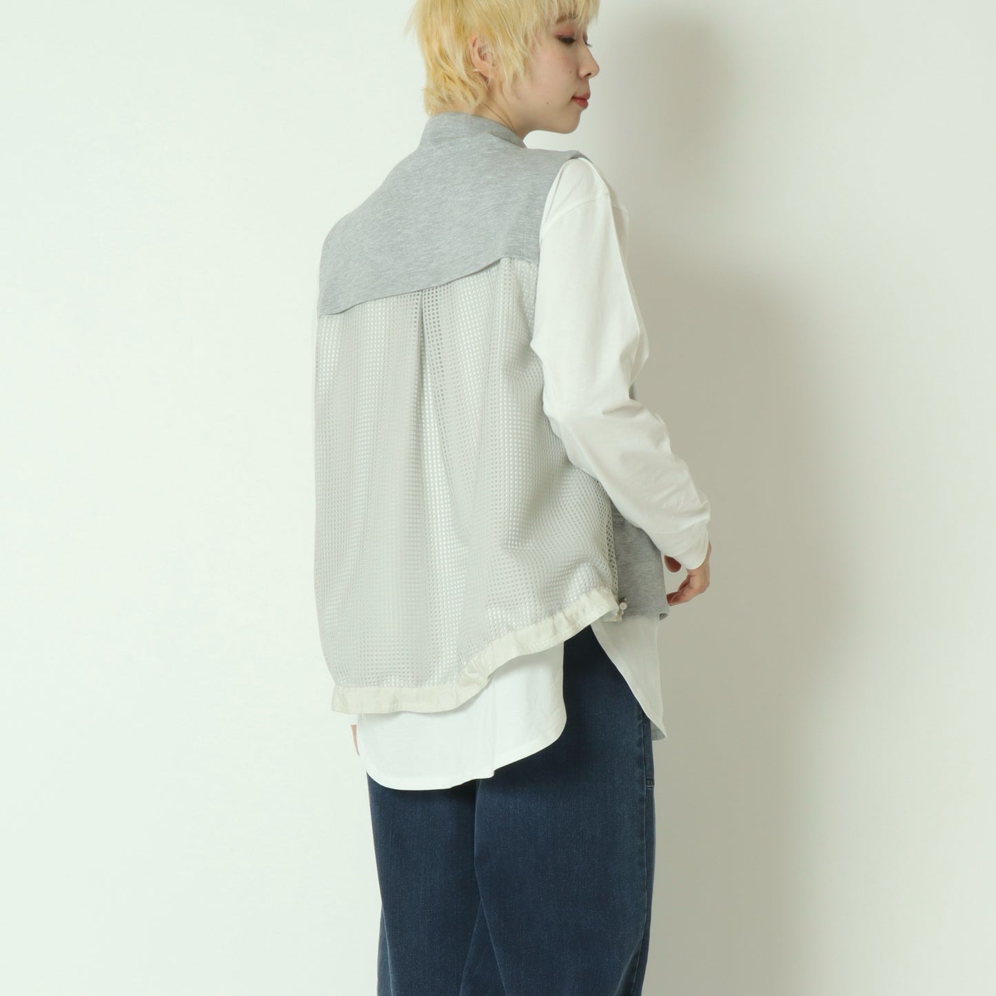 ドロスト付きメッシュ切替ジップベスト  611417