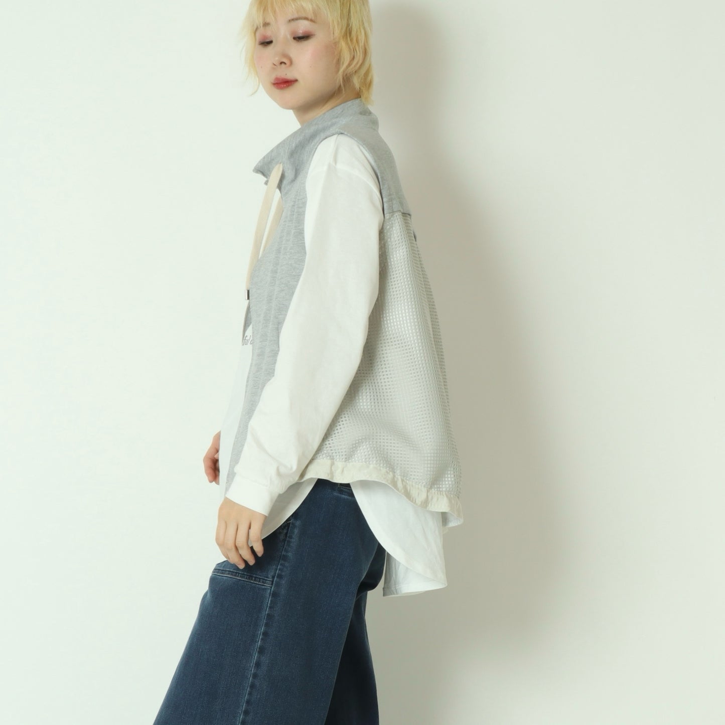 ドロスト付きメッシュ切替ジップベスト  611417