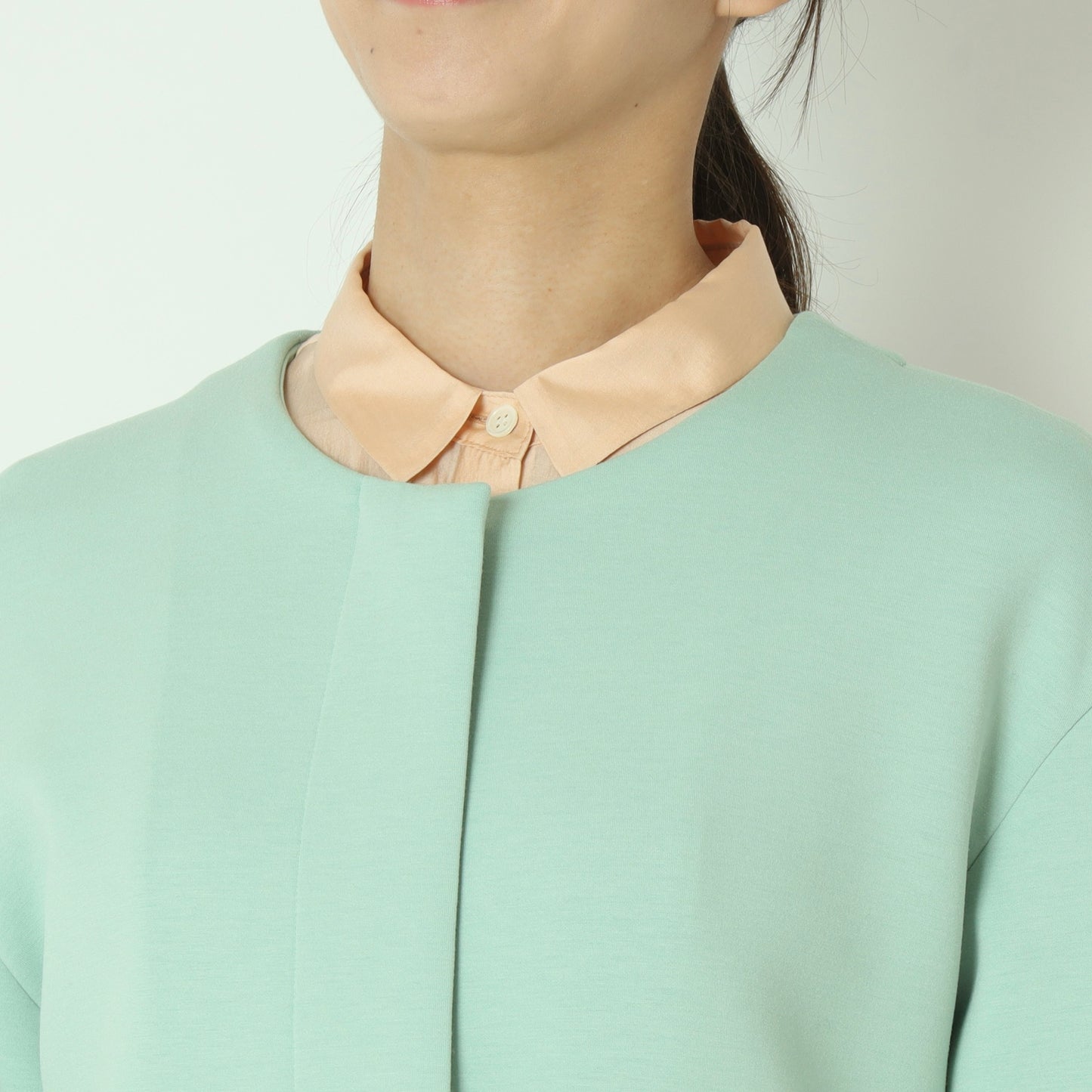 ノーカラーボンディングコート　611440