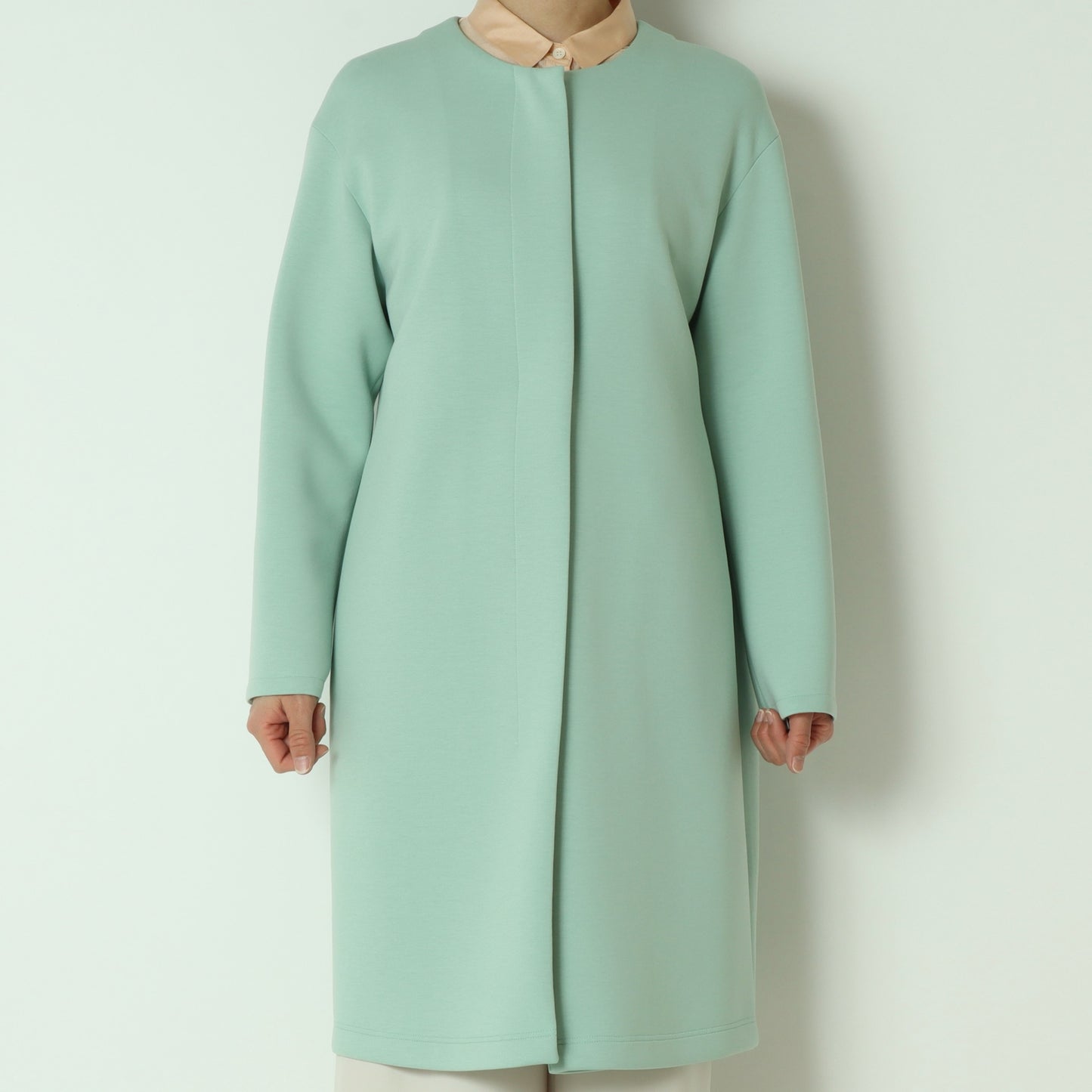 ノーカラーボンディングコート　611440