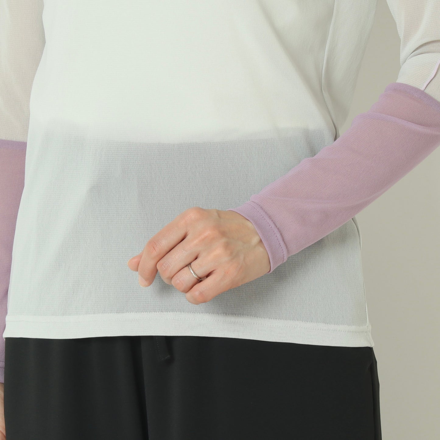 シアー配色カットソー　611918