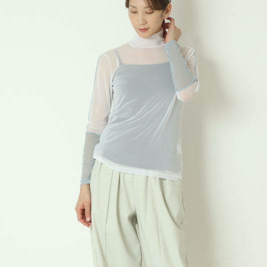 シアー配色カットソー　611918