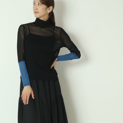 シアー配色カットソー　611918