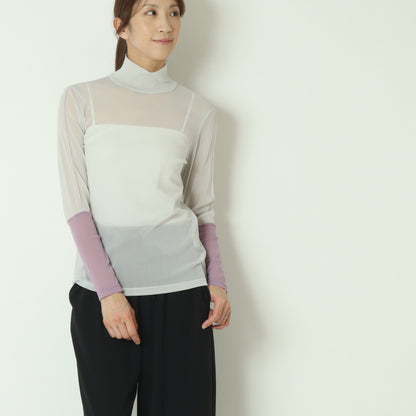 シアー配色カットソー　611918