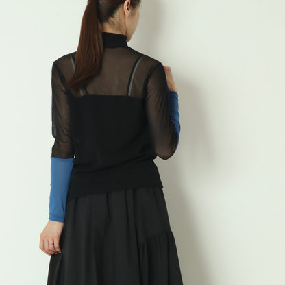 シアー配色カットソー　611918