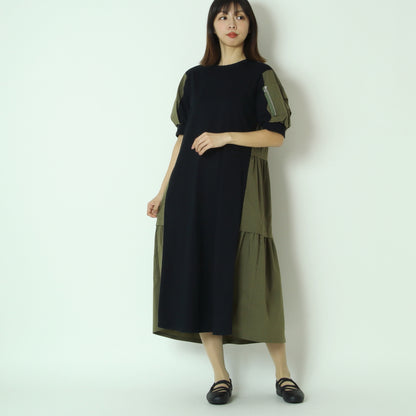 異素材ドッキングデザインワンピース　622102