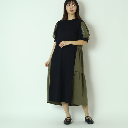 異素材ドッキングデザインワンピース　622102