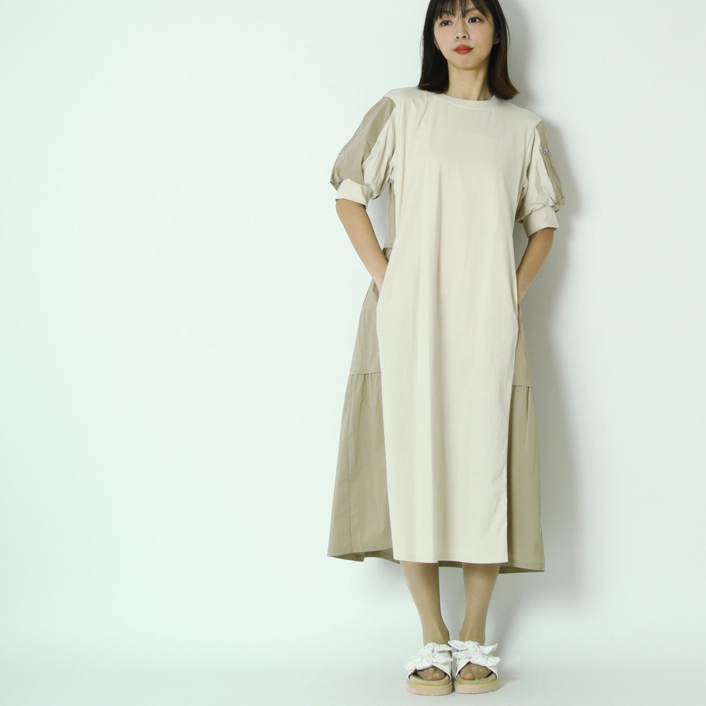 異素材ドッキングデザインワンピース　622102