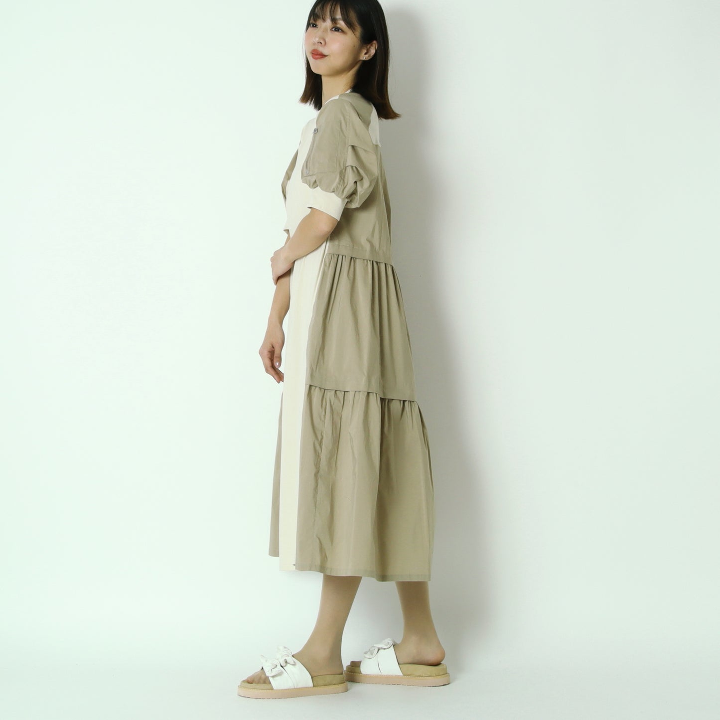 異素材ドッキングデザインワンピース　622102