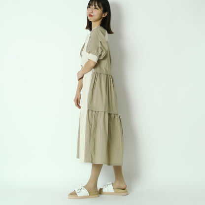 異素材ドッキングデザインワンピース　622102