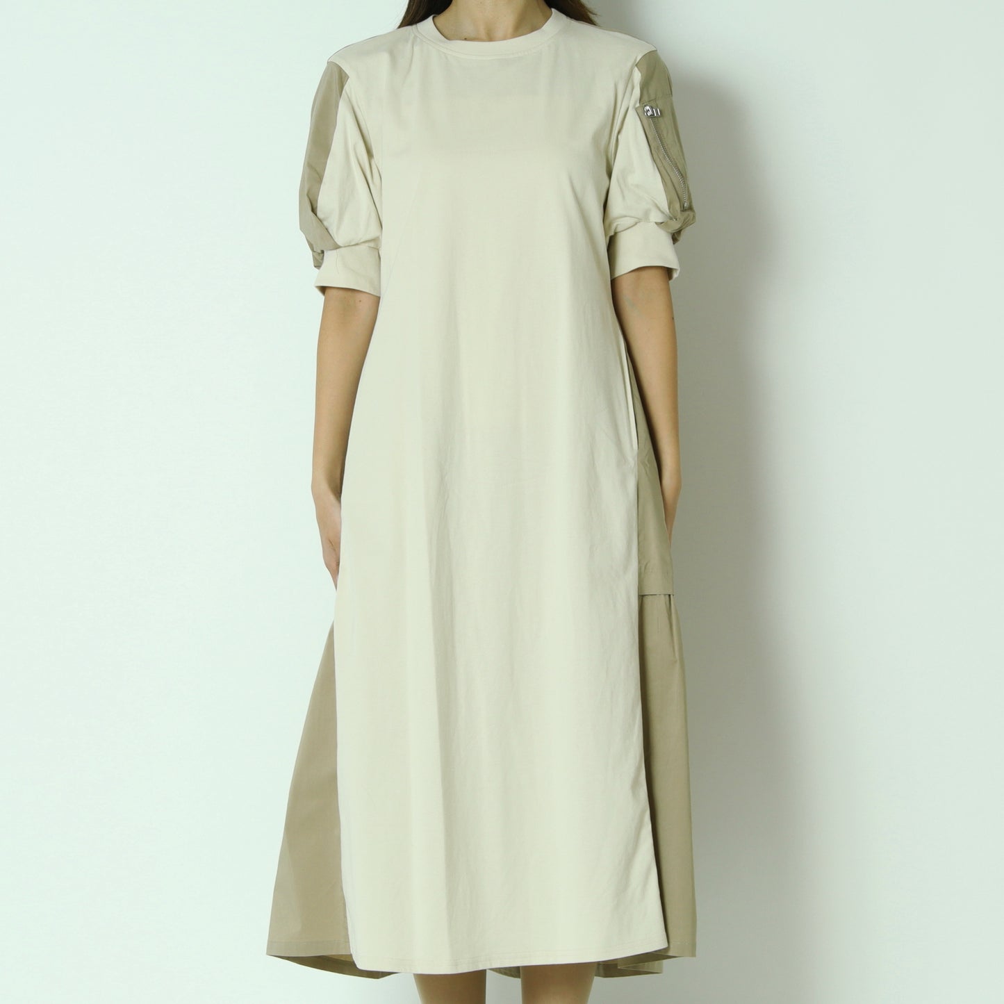 異素材ドッキングデザインワンピース　622102