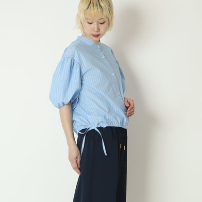 ボリュームスリーブバンドカラーストライプシャツ　622408