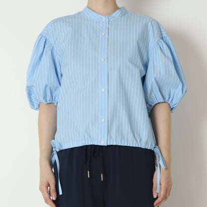 ボリュームスリーブバンドカラーストライプシャツ　622408