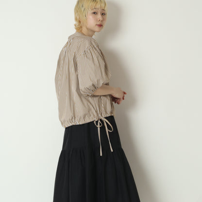 ボリュームスリーブバンドカラーストライプシャツ　622408