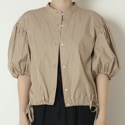 ボリュームスリーブバンドカラーストライプシャツ　622408