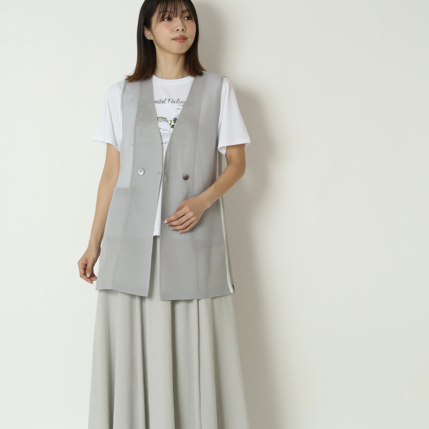 シアーサイドラインミドルジレ　621419