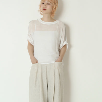 麻混メッシュプルオーバー　621421