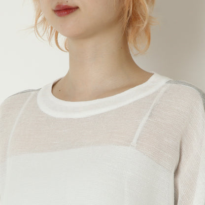 麻混メッシュプルオーバー　621421