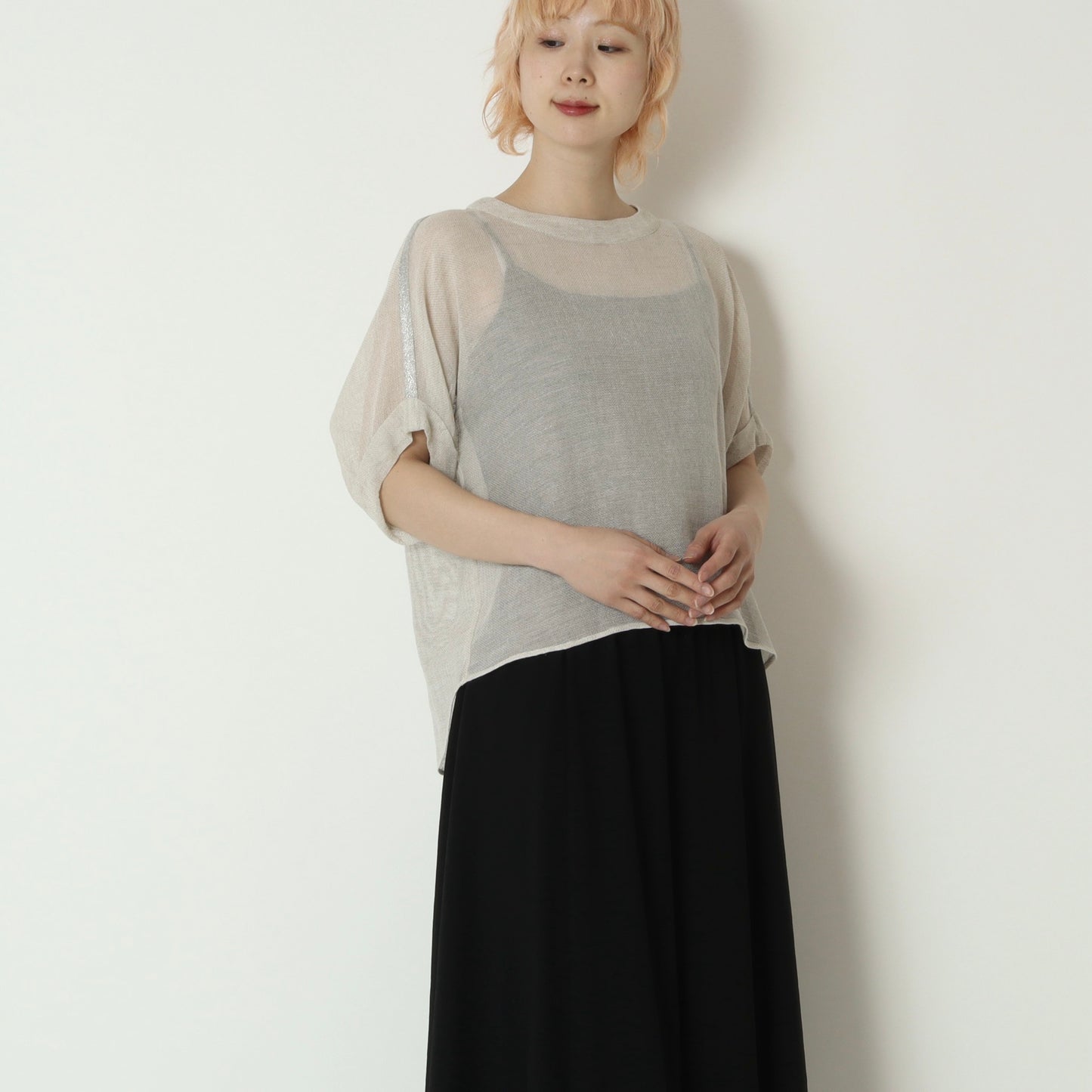 麻混メッシュプルオーバー　621421