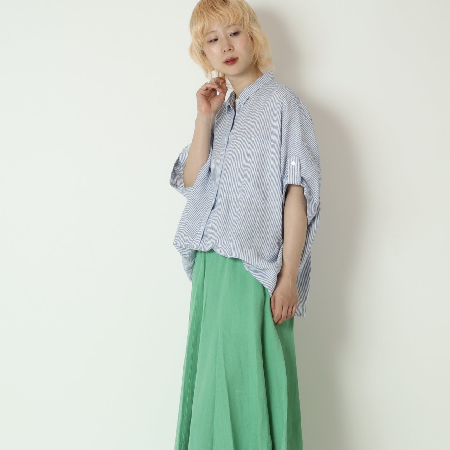 シアーリネンワイドシャツブラウス　621401