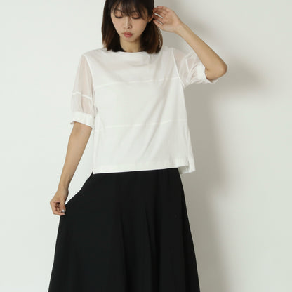 袖シアーコットンTシャツ 622911