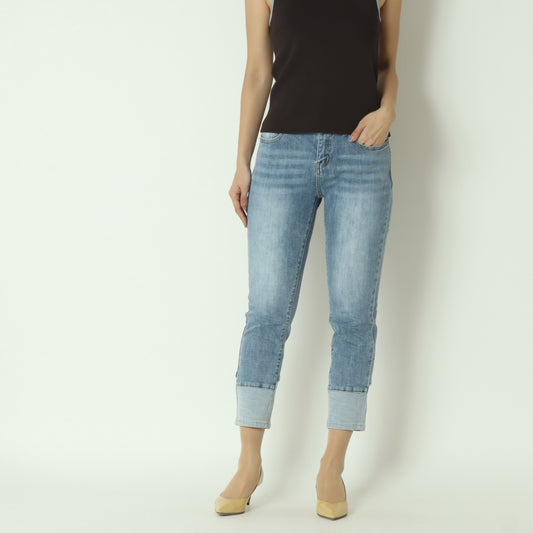 折り返し風デザインボーイフレンドデニム ブリー　WJ007