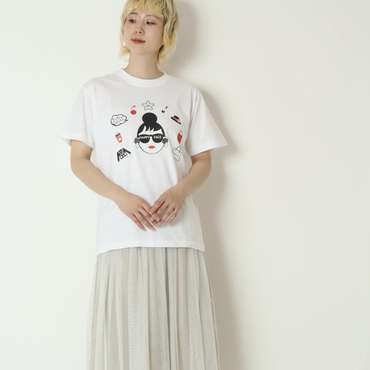 パールモチーフグラフィックTシャツ　EMA2604