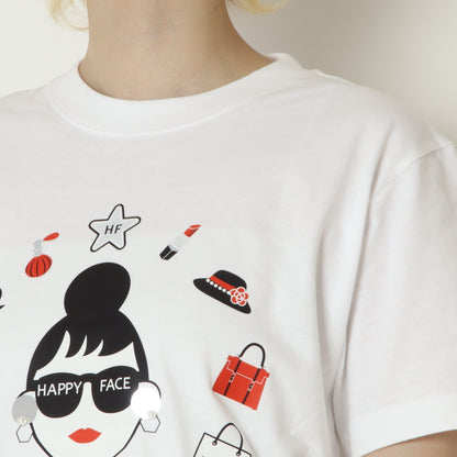 パールモチーフグラフィックTシャツ　EMA2604