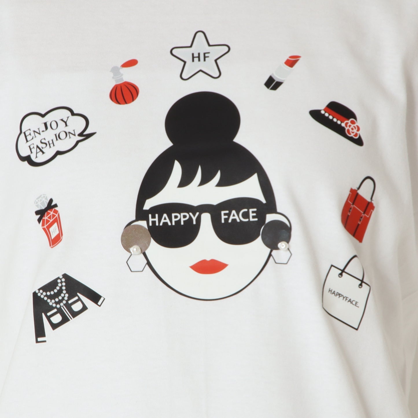 パールモチーフグラフィックTシャツ　EMA2604