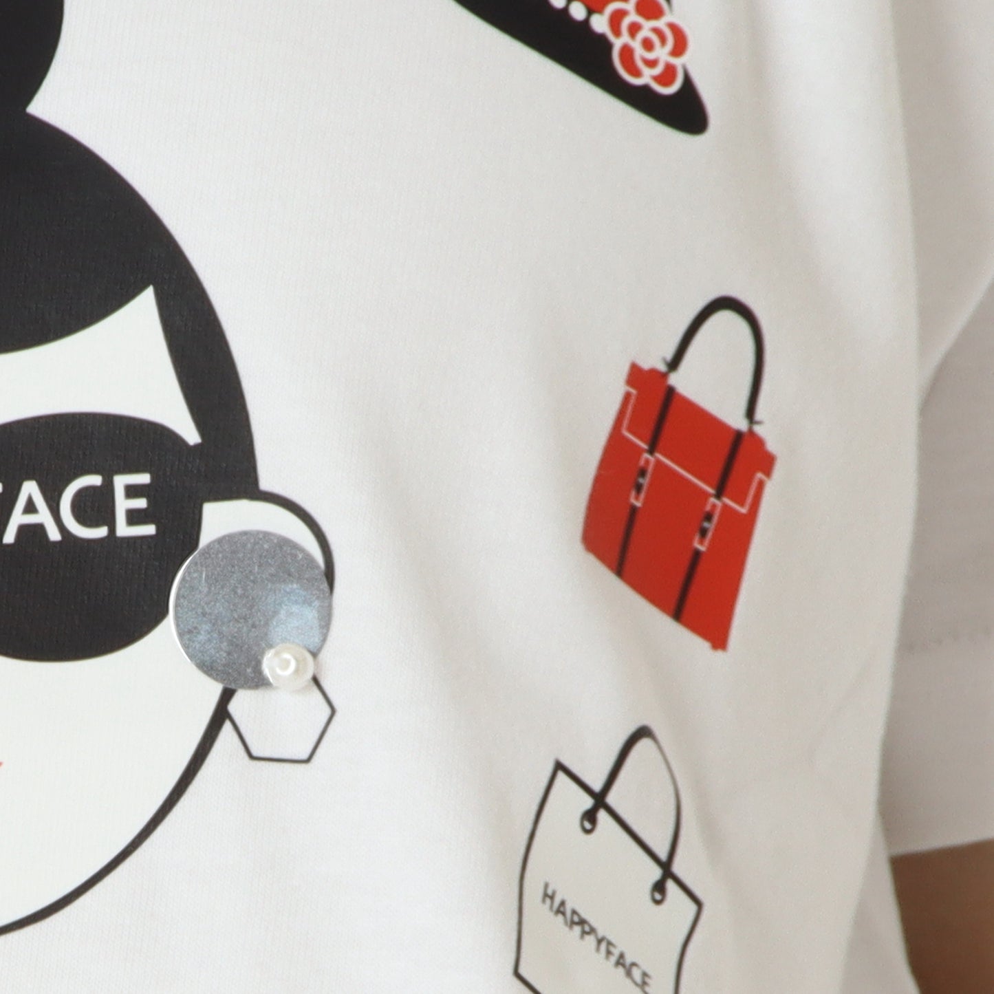 パールモチーフグラフィックTシャツ　EMA2604