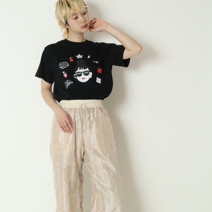 パールモチーフグラフィックTシャツ　EMA2604