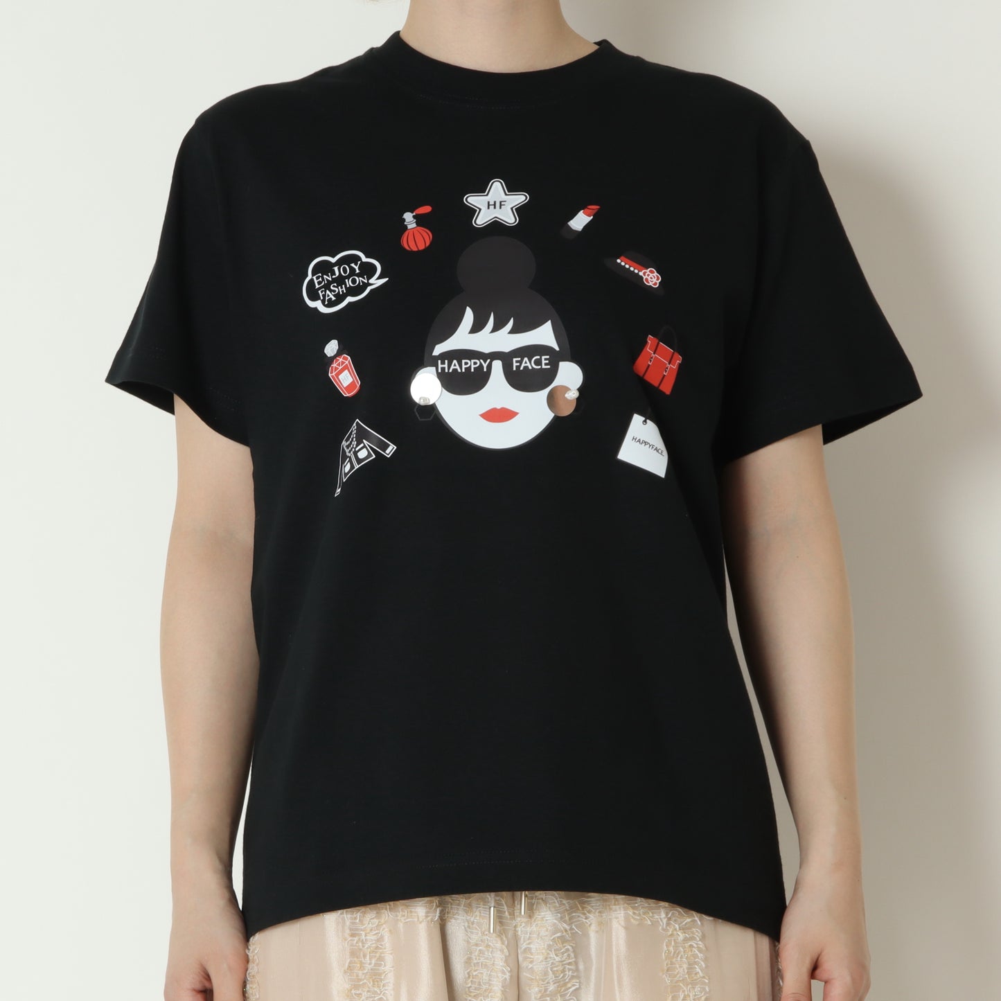 パールモチーフグラフィックTシャツ　EMA2604