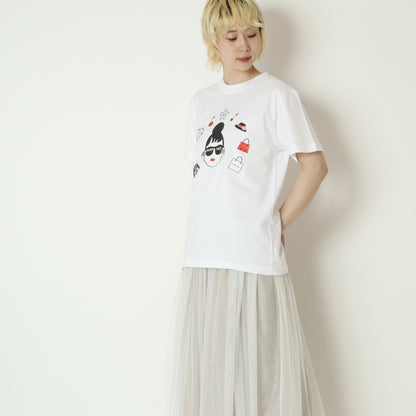 パールモチーフグラフィックTシャツ　EMA2604