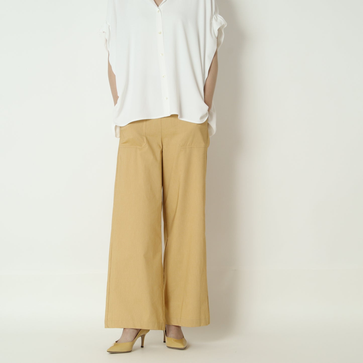 リネン混ベイカーワイドパンツ　15700