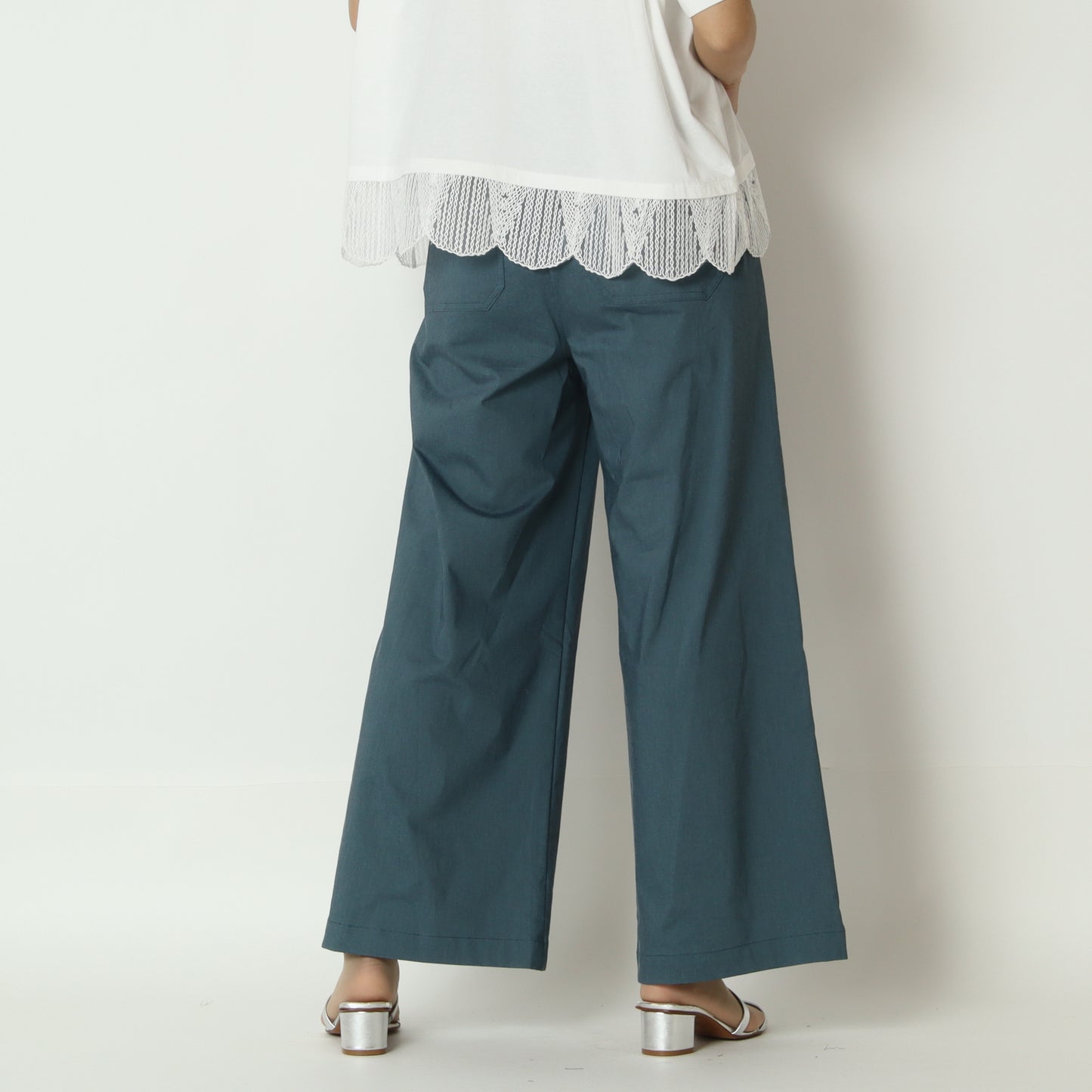 リネン混ベイカーワイドパンツ　15700