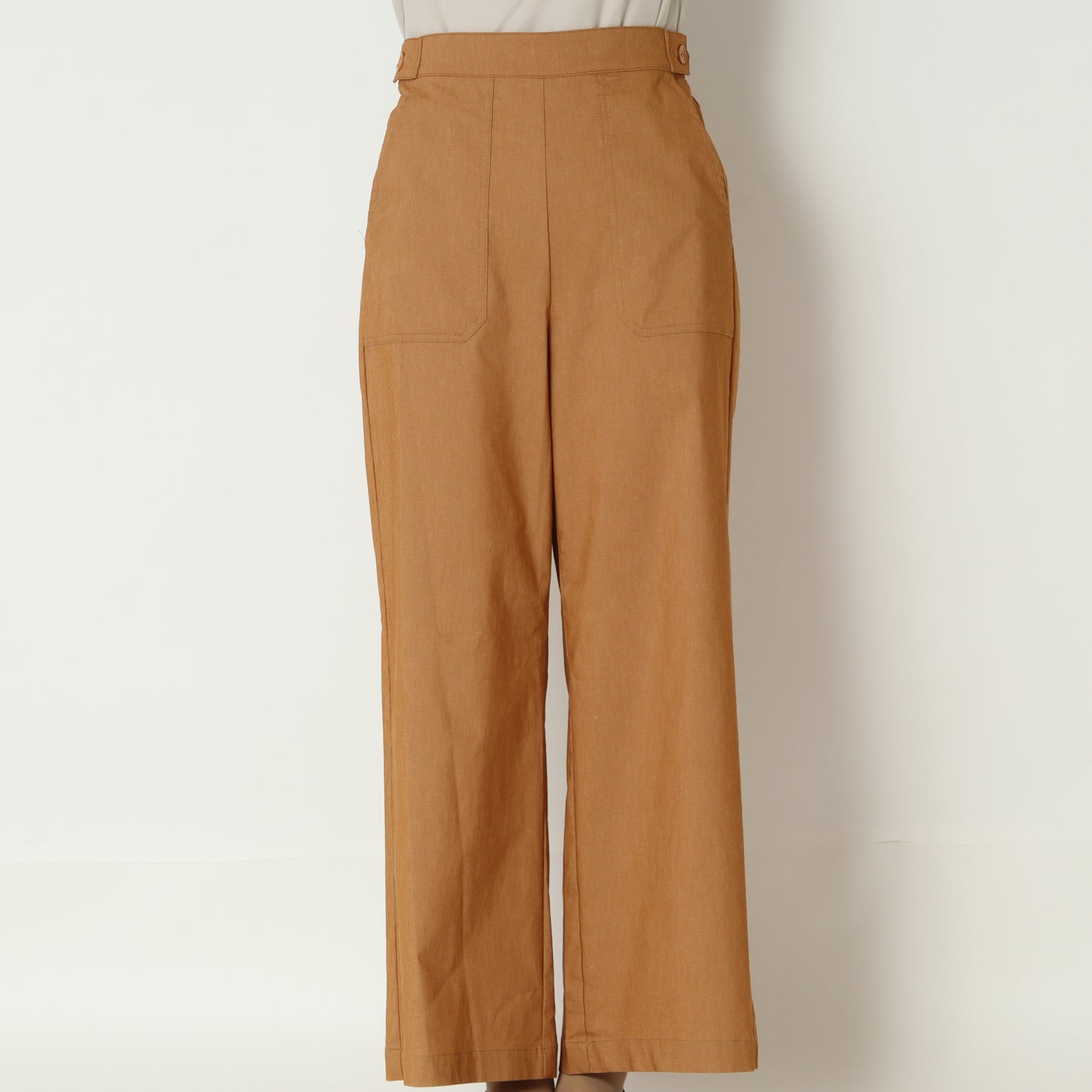 リネン混ベイカーワイドパンツ　15700