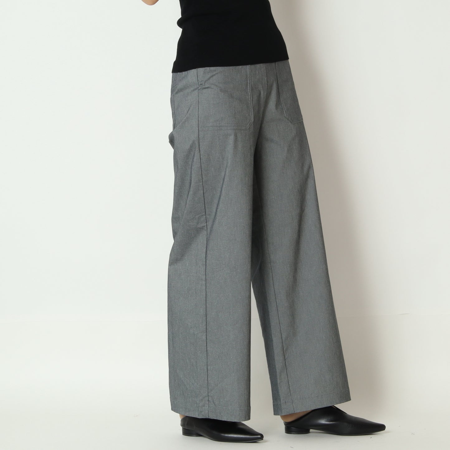 リネン混ベイカーワイドパンツ　15700