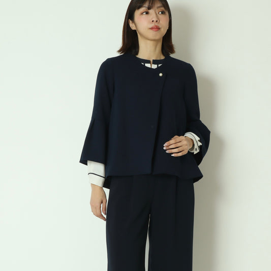 ダブルクロスベルスリーブフレアジャケット  61234001