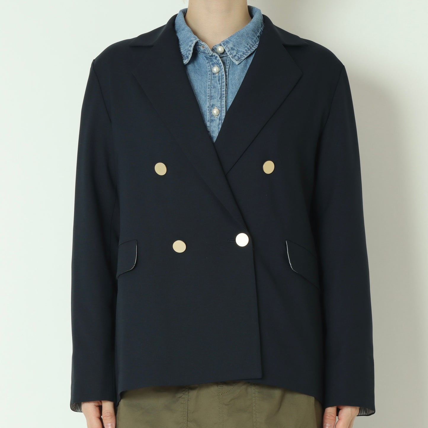 ツイルストレッチダブルブレザージャケット  61024018
