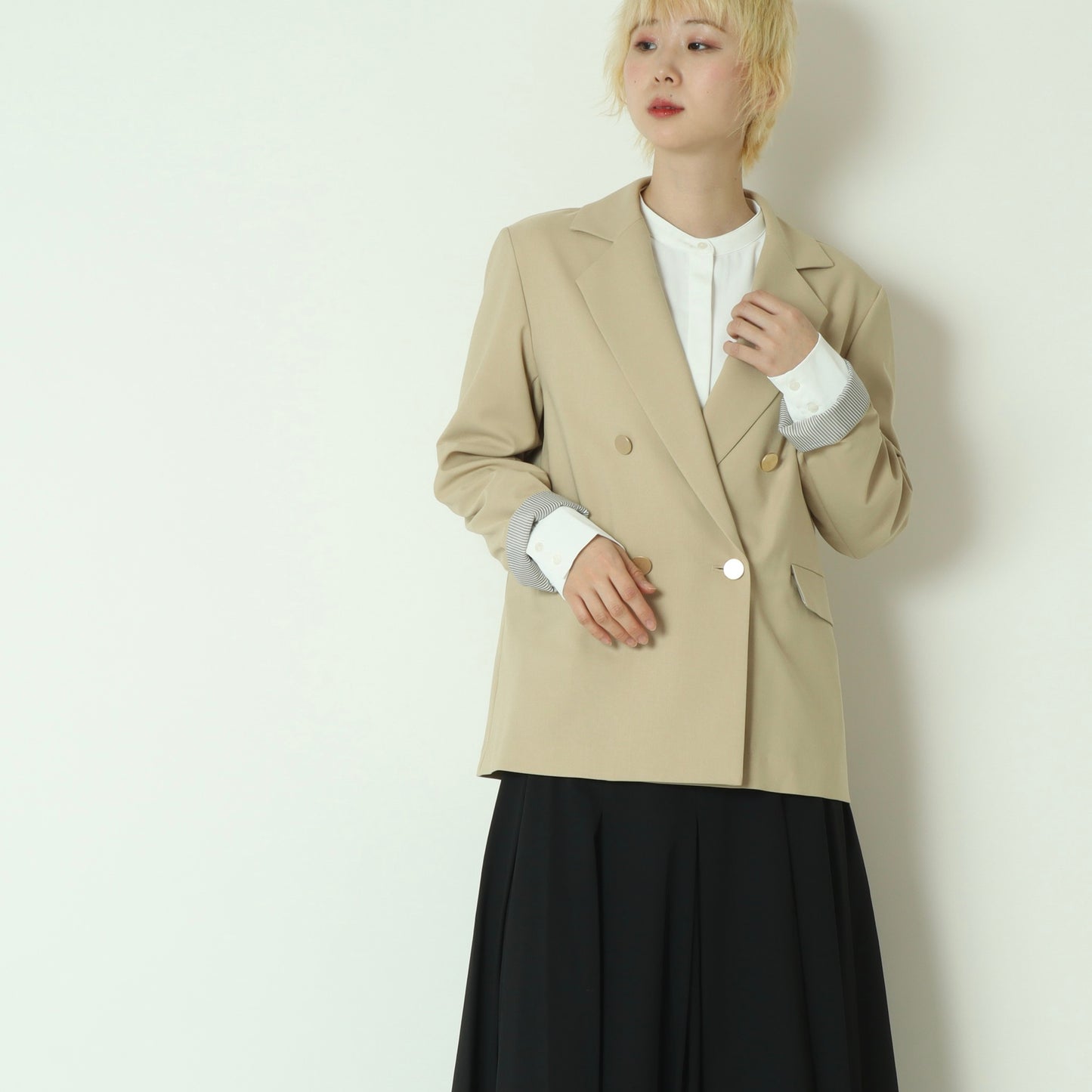 ツイルストレッチダブルブレザージャケット  61024018