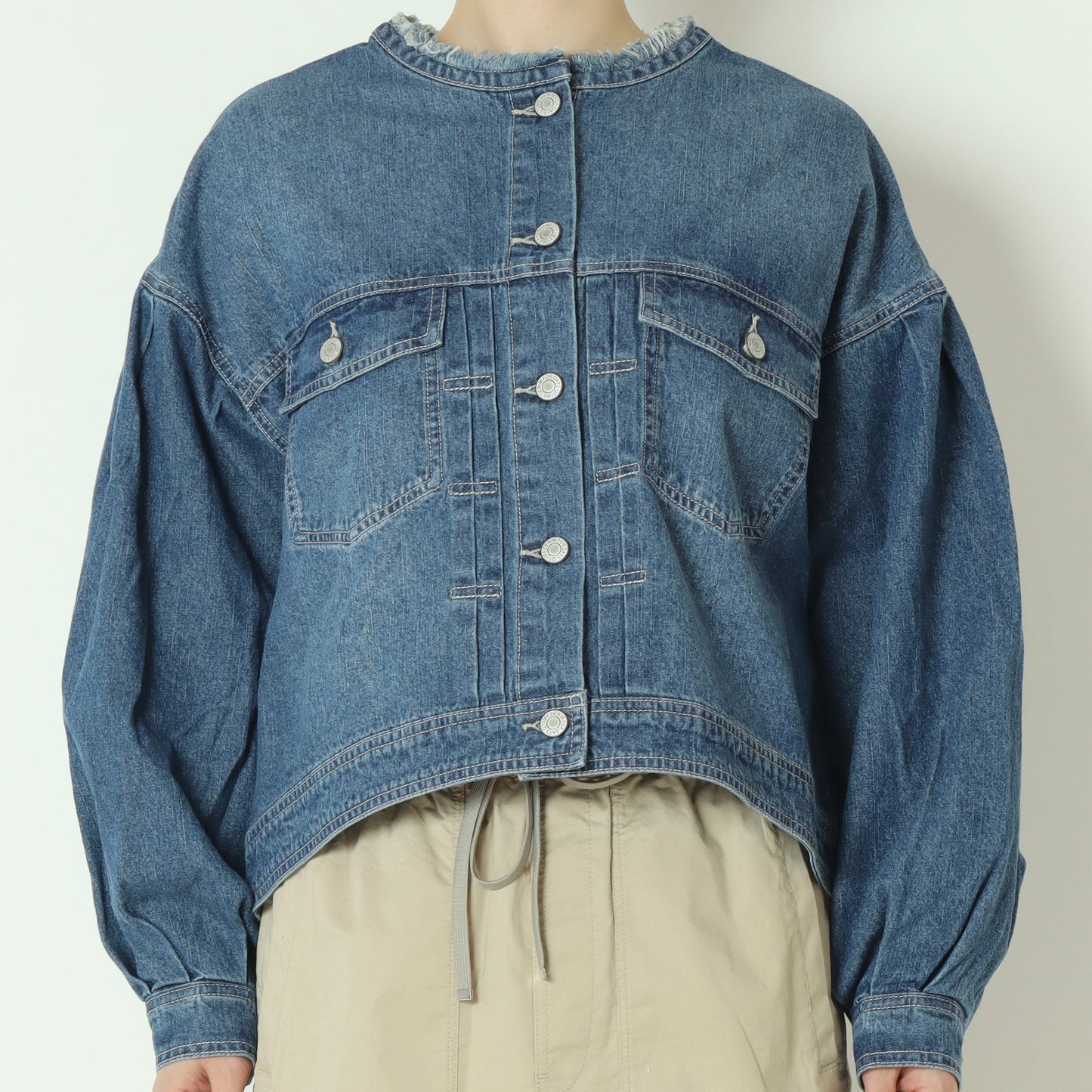 ノーカラーデニム ジャケット  62224000
