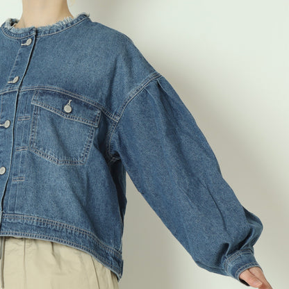 ノーカラーデニム ジャケット  62224000