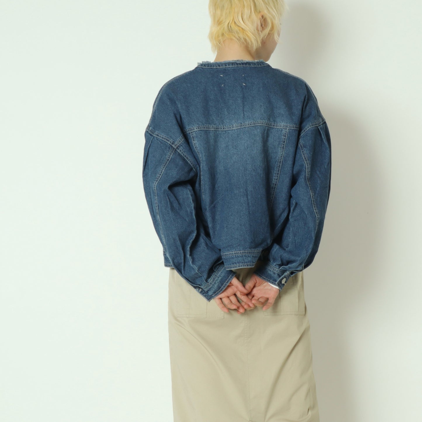 ノーカラーデニム ジャケット  62224000